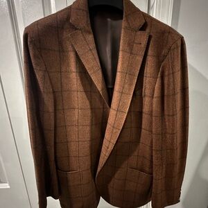 Made in Italy Saks Fifth Avenue Brown Plaid Blazer